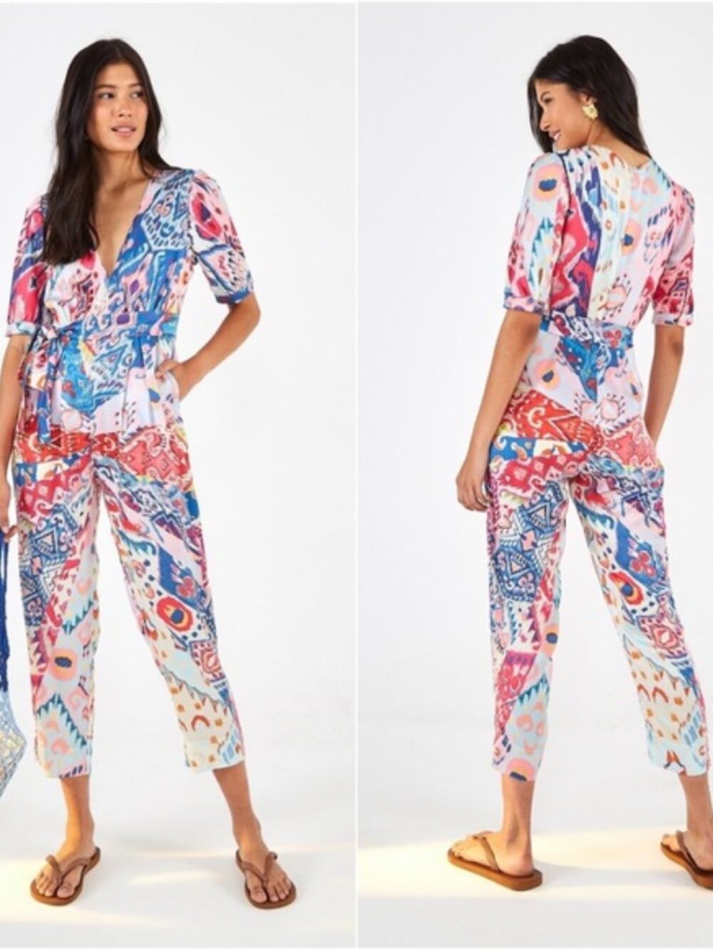 Farm Rio Jumpsuit XS Boboikat Print